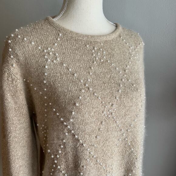 Milano Design Silk & Angora Knit Sweater Beaded Size Small Oversized Vintage EUC - Picture 1 of 9